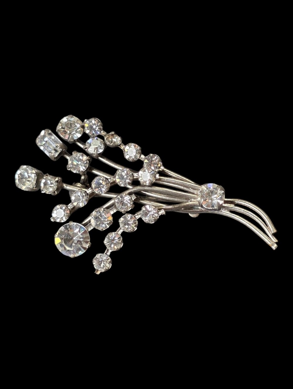 Vintage Made In Austria Sparkling Crystal Spray Brooch